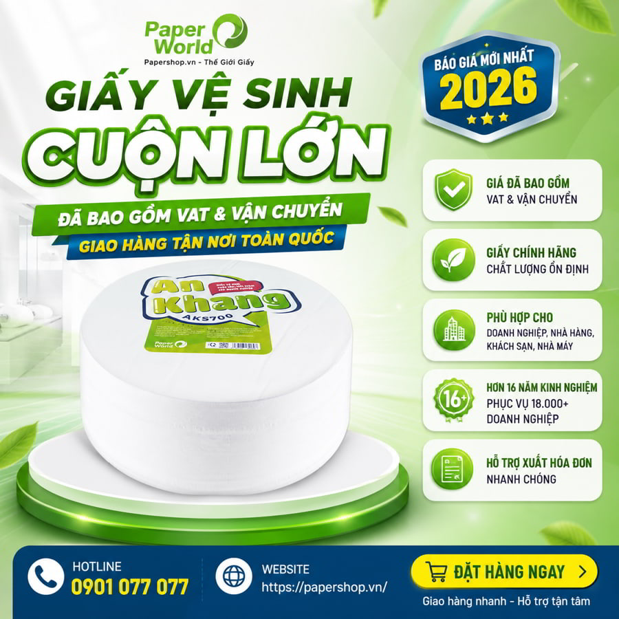 Báo giá giấy vệ sinh cuộn lớn đã bao gồm VAT và vận chuyển