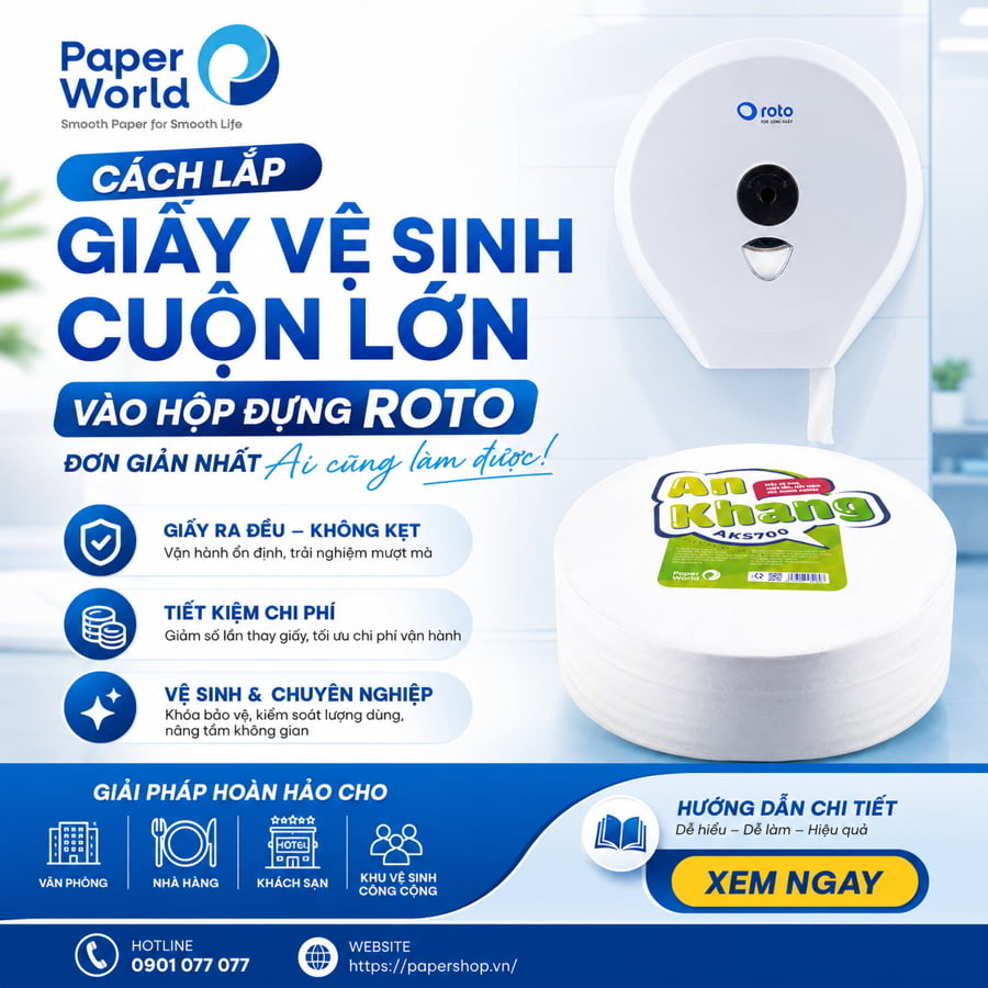 Cách lắp giấy vệ sinh cuộn lớn vào hộp đựng Roto đơn giản nhất