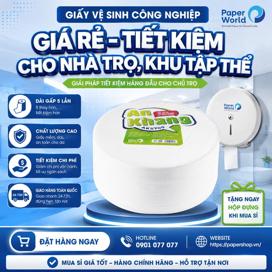 Giấy vệ sinh công nghiệp giá rẻ cho nhà trọ khu tập thể