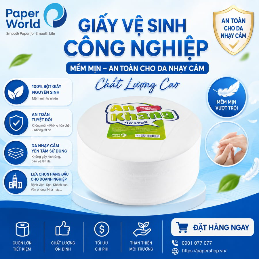 Giấy vệ sinh công nghiệp mềm mịn an toàn cho da nhạy cảm