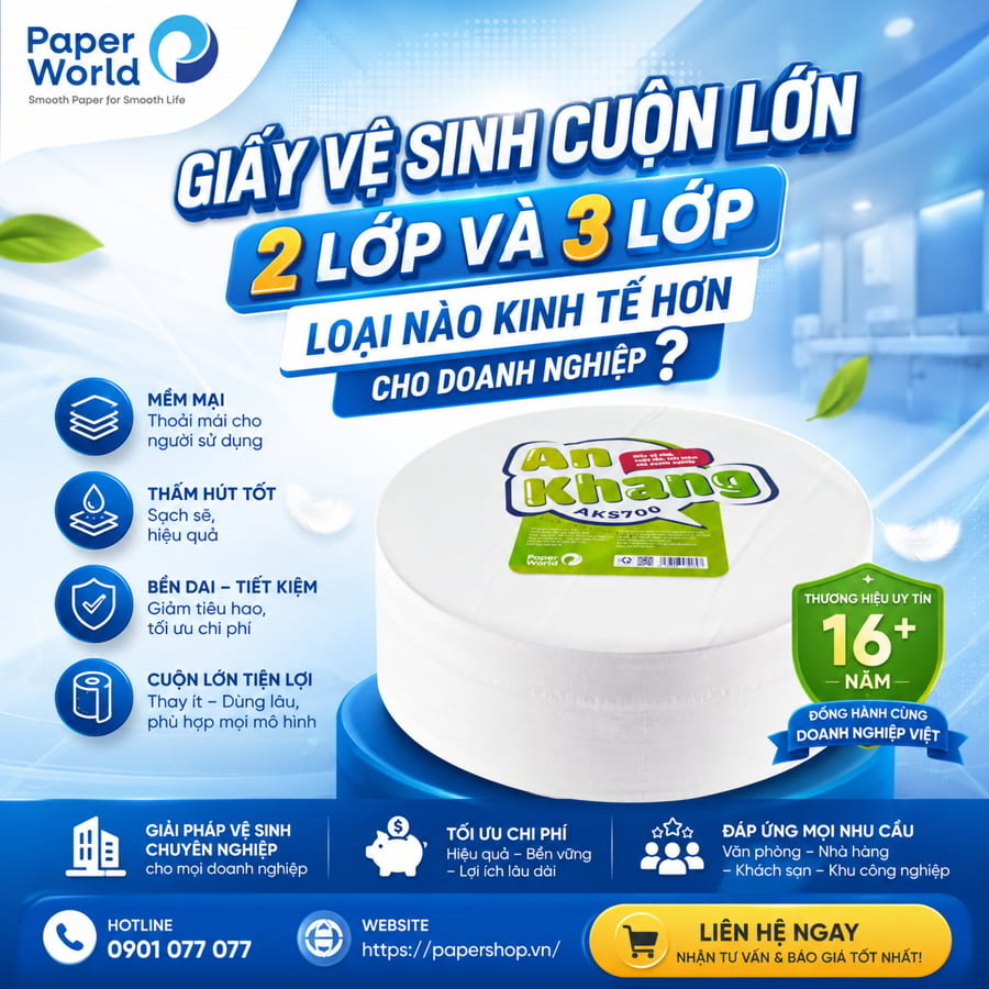 Giấy vệ sinh cuộn lớn 2 lớp và 3 lớp loại nào kinh tế hơn?