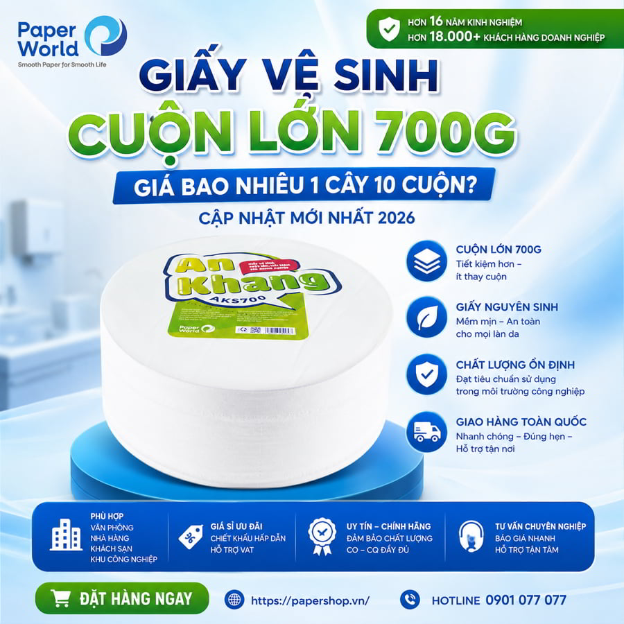 Giấy vệ sinh cuộn lớn 700g giá bao nhiêu 1 cây 10 cuộn