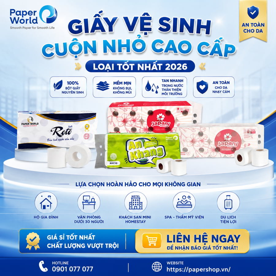 Cung cấp giấy vệ sinh cuộn nhỏ uy tín giá sỉ tốt nhất