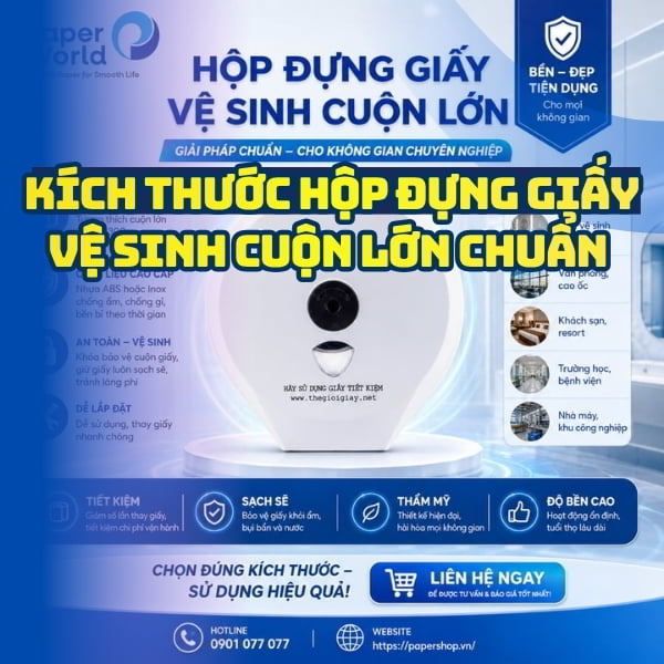 kích thước hộp đựng giấy vệ sinh cuộn lớn chuẩn là bao nhiêu tại Thế Giới Giấy