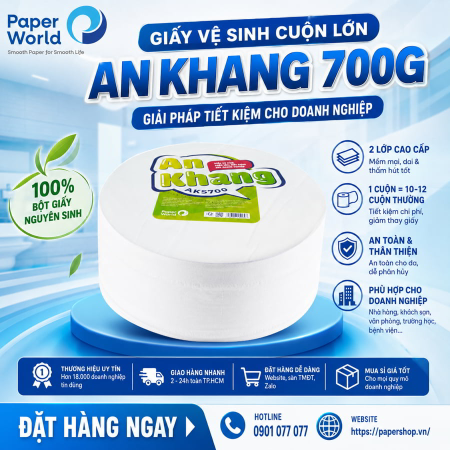 Mua giấy vệ sinh cuộn lớn An Khang 700g giá sỉ tại TPHCM