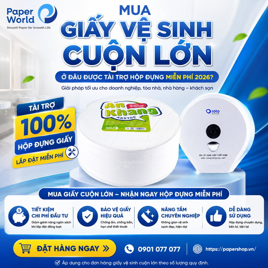 Mua giấy vệ sinh cuộn lớn ở đâu được tài trợ hộp đựng miễn phí