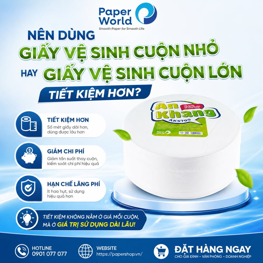 Nên dùng giấy vệ sinh cuộn nhỏ hay giấy vệ sinh cuộn lớn tiết kiệm hơn