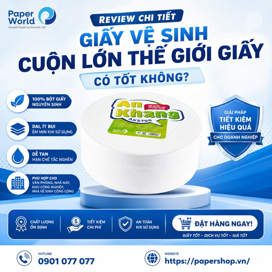 Review giấy vệ sinh cuộn lớn Thế Giới Giấy có tốt không?