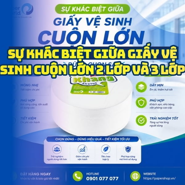 Sự khác biệt giữa giấy vệ sinh cuộn lớn 2 lớp và 3 lớp tại Thế Giới Giấy
